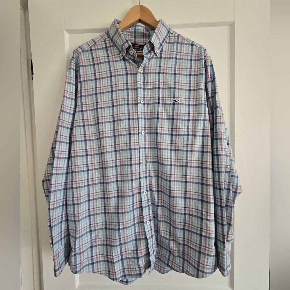 Vineyard Vines Mens Large Classic Fit Tucker Pink/blue Shirt